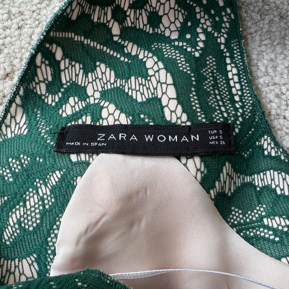 Zara Green Lace Mini Dress - Picture 4 of 9
